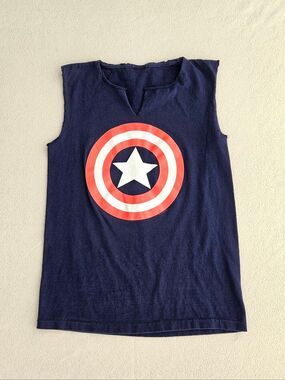 Marvel Navy Blue Captain America Shield Sleeveless Tee Size S
